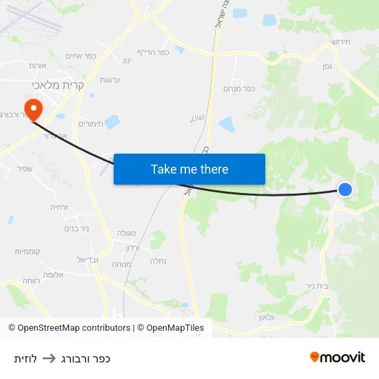 לוזית to כפר ורבורג map