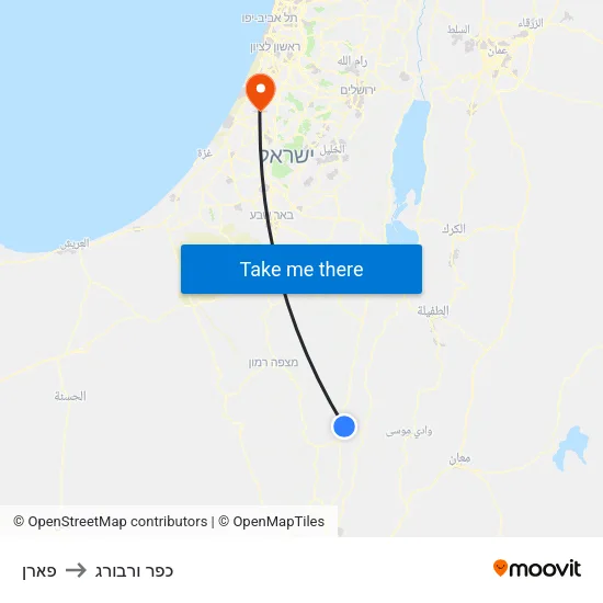 פארן to כפר ורבורג map