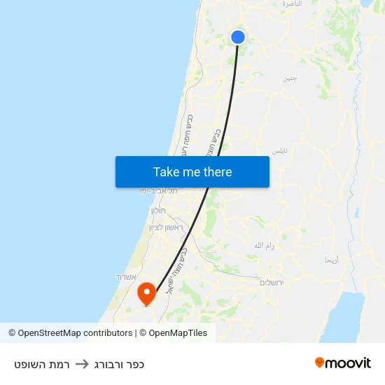רמת השופט to כפר ורבורג map