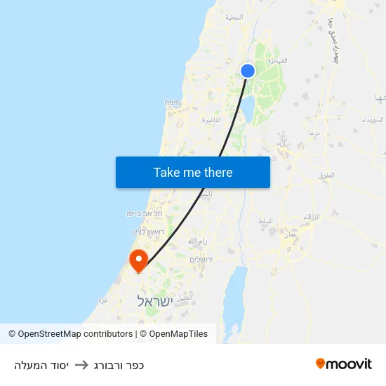 יסוד המעלה to כפר ורבורג map