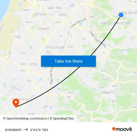 חשמונאים to כפר ורבורג map