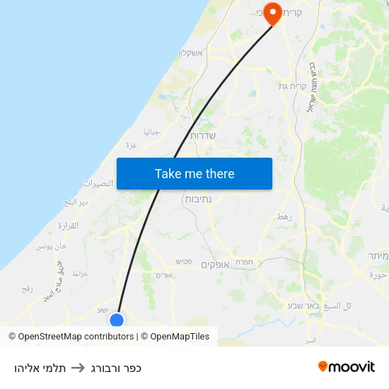 תלמי אליהו to כפר ורבורג map