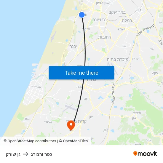 גן שורק to כפר ורבורג map