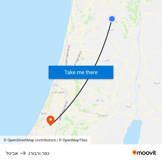 אביטל to כפר ורבורג map