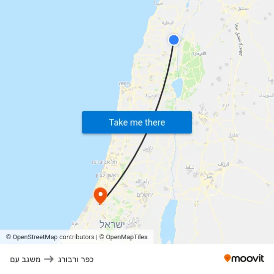 משגב עם to כפר ורבורג map