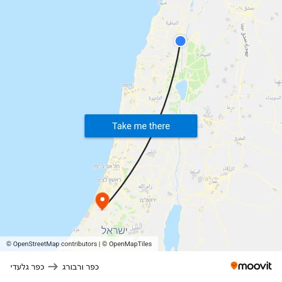 כפר גלעדי to כפר ורבורג map