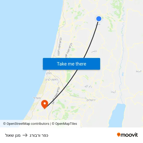 מגן שאול to כפר ורבורג map