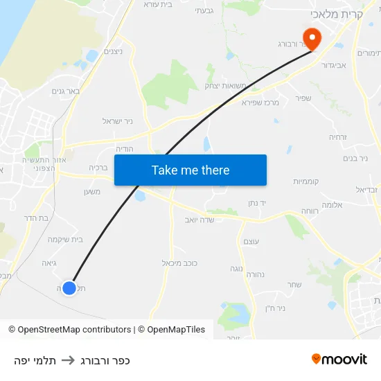 תלמי יפה to כפר ורבורג map
