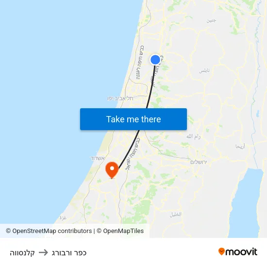 קלנסווה to כפר ורבורג map