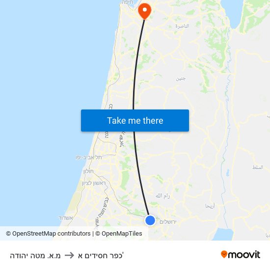 מ.א. מטה יהודה to כפר חסידים א' map