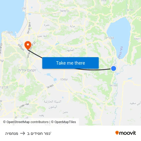 מנחמיה to כפר חסידים ב' map