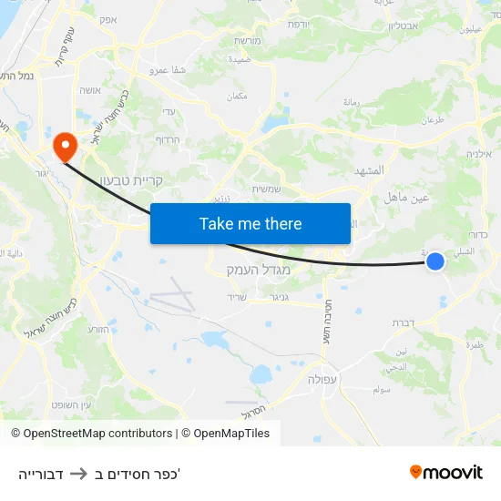 דבורייה to כפר חסידים ב' map