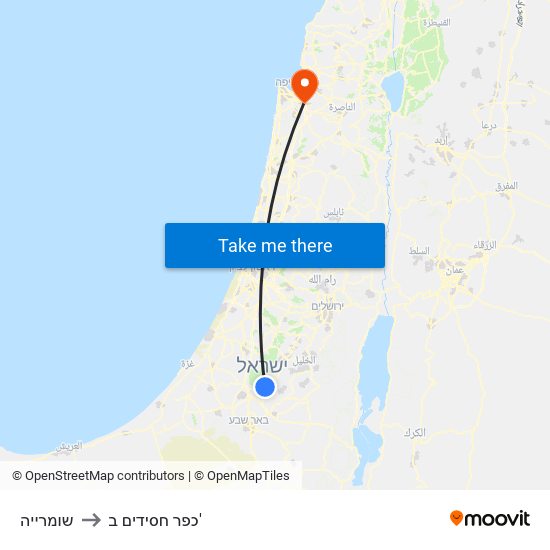 שומרייה to כפר חסידים ב' map