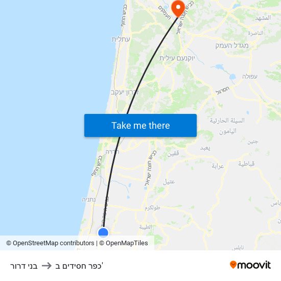 בני דרור to כפר חסידים ב' map