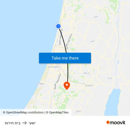 בית חירות to ישעי map