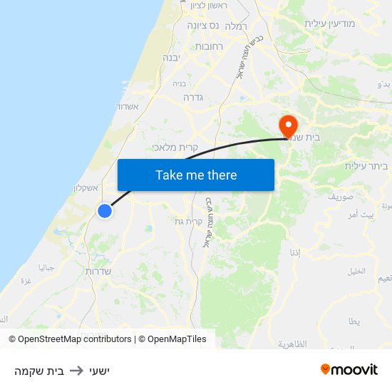 בית שקמה to ישעי map