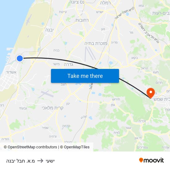 מ.א. חבל יבנה to ישעי map