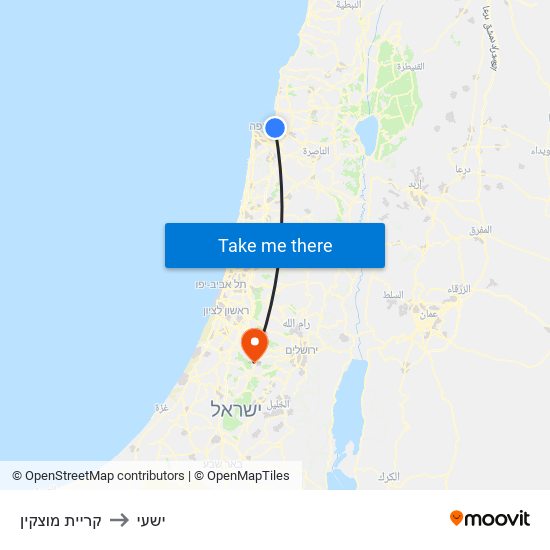 קריית מוצקין to ישעי map