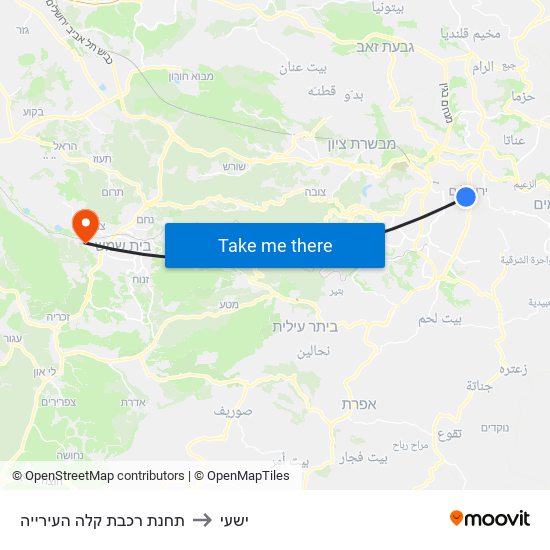 תחנת רכבת קלה העירייה to ישעי map