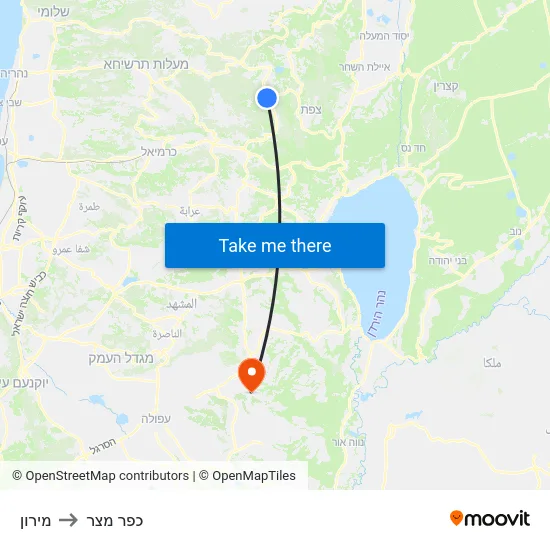 מירון to כפר מצר map