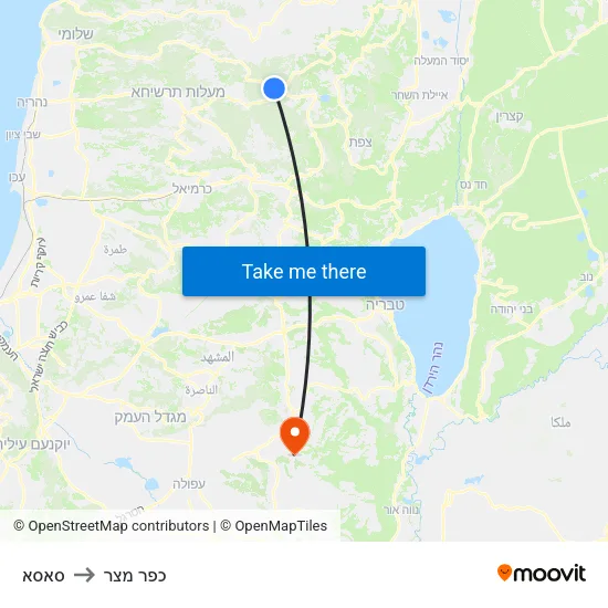 סאסא to כפר מצר map