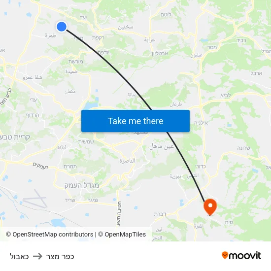 כאבול to כפר מצר map