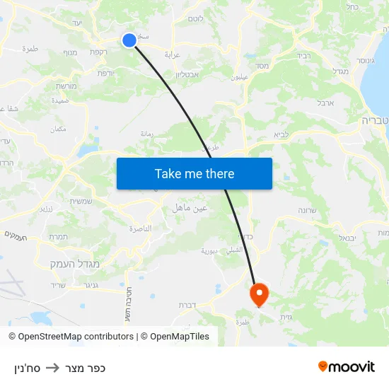 סח'נין to כפר מצר map