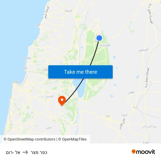 אל -רום to כפר מצר map