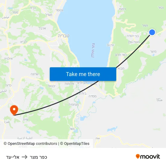 אלי-עד to כפר מצר map