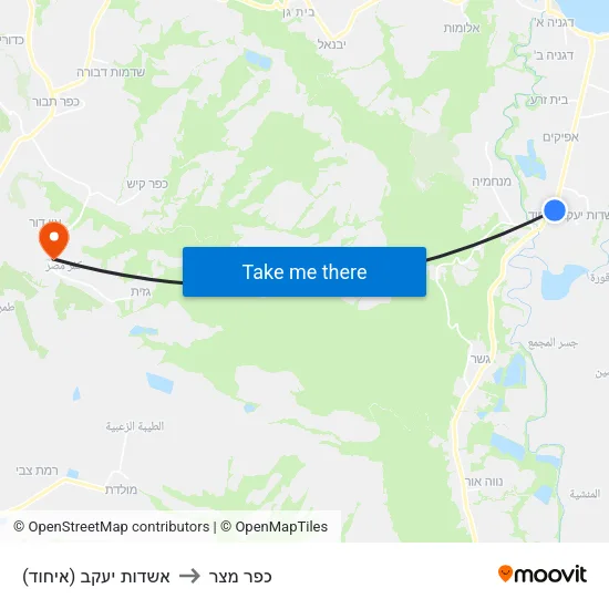 אשדות יעקב (איחוד) to כפר מצר map