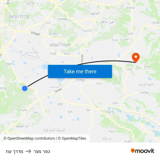 מדרך עוז to כפר מצר map