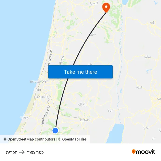 זכריה to כפר מצר map