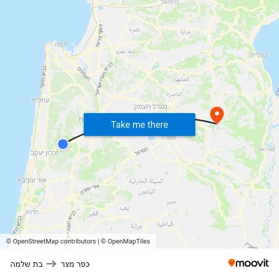 בת שלמה to כפר מצר map