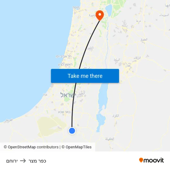 ירוחם to כפר מצר map