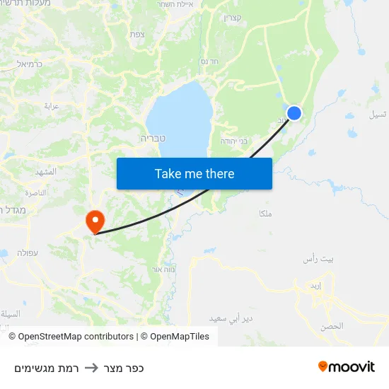 רמת מגשימים to כפר מצר map