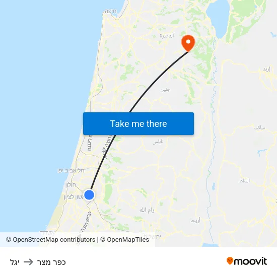 יגל to כפר מצר map