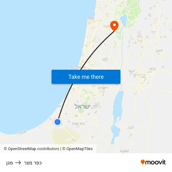 מגן to כפר מצר map