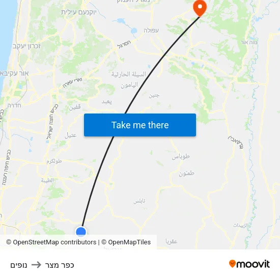 נופים to כפר מצר map