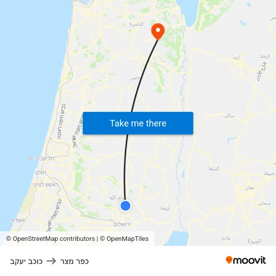 כוכב יעקב to כפר מצר map