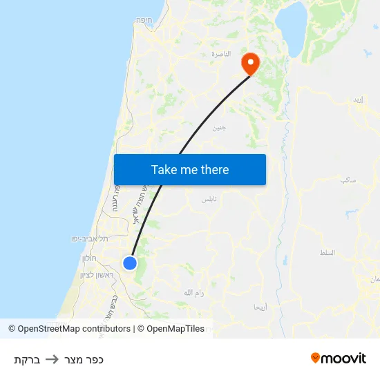 ברקת to כפר מצר map