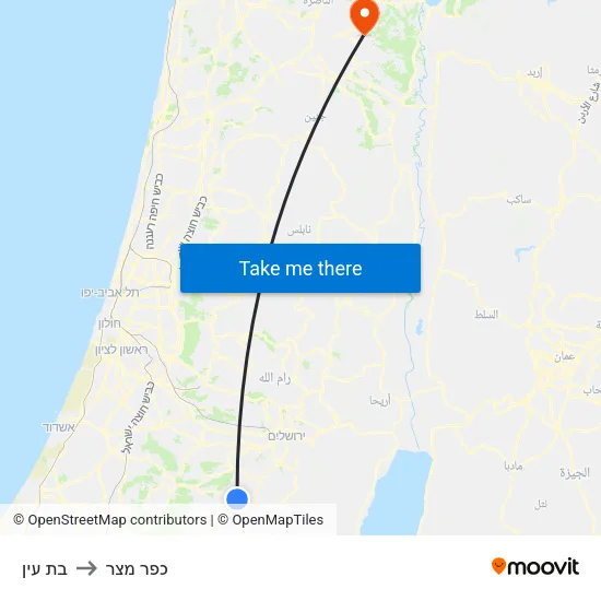 בת עין to כפר מצר map
