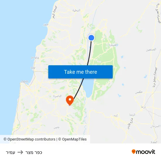 עמיר to כפר מצר map