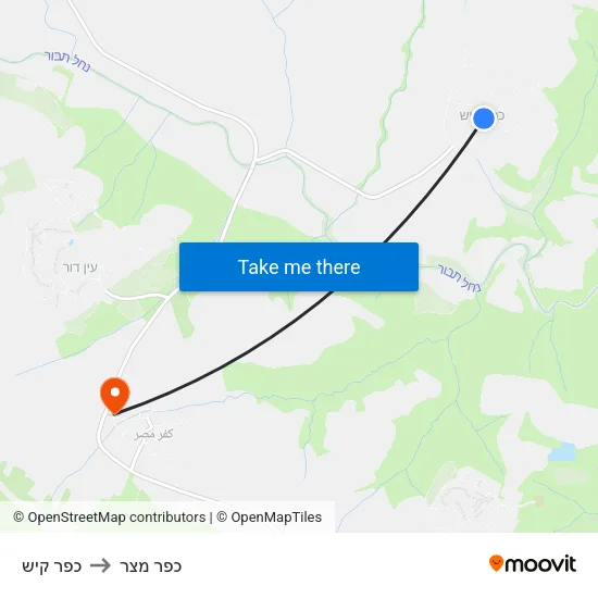 כפר קיש to כפר מצר map