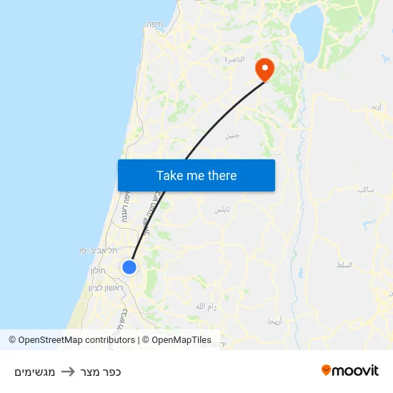 מגשימים to כפר מצר map