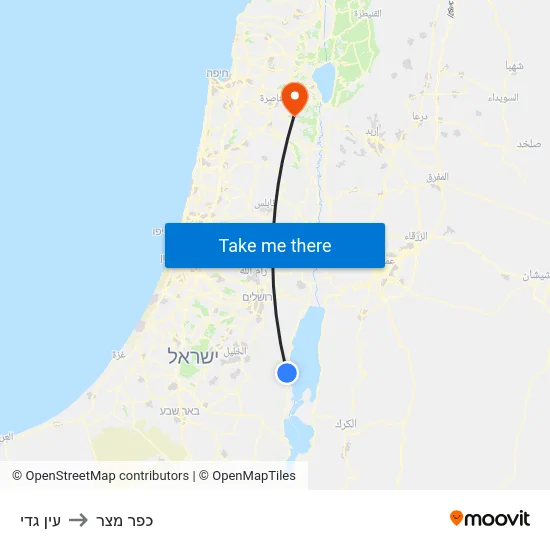 עין גדי to כפר מצר map