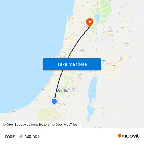 תפרח to כפר מצר map