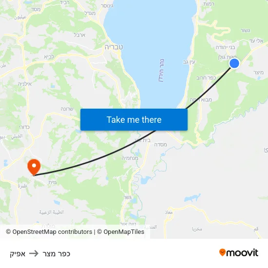 אפיק to כפר מצר map