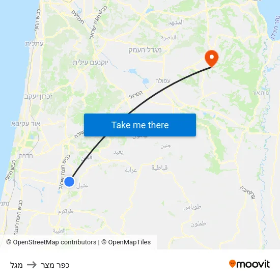מגל to כפר מצר map