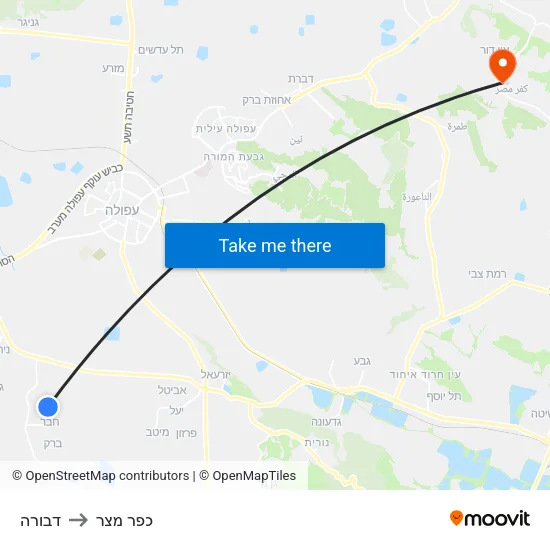 דבורה to כפר מצר map
