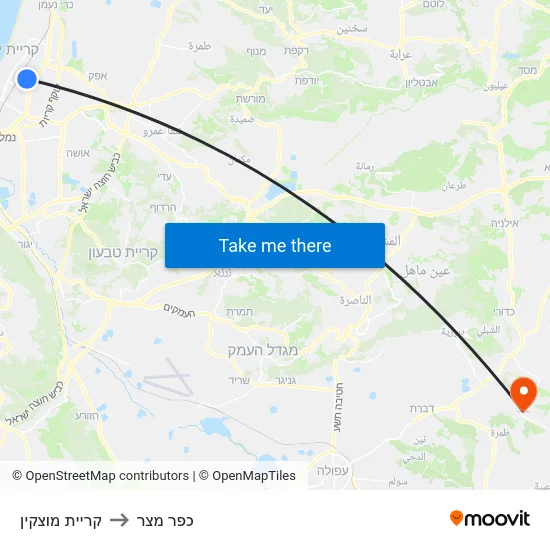 קריית מוצקין to כפר מצר map